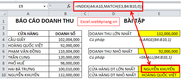 hàm large và hàm small trong excel 2