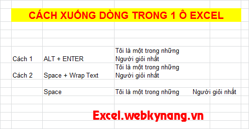 xuong dong trong 1 o excel xuong dong trong excel xuống dòng trong excel