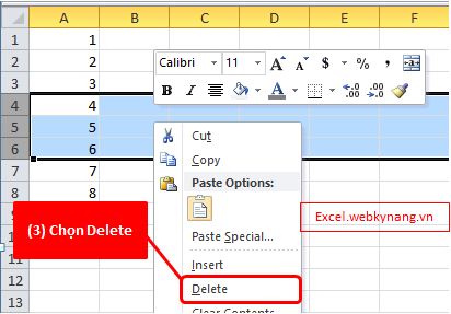 cach xoa dong trong excel 2007 2010 2013 2003 bang phim tat nhanh nhat 1