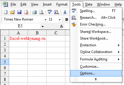 Mặc định font chữ trong excel 2007 2010 2003 (chỉnh cỡ chữ