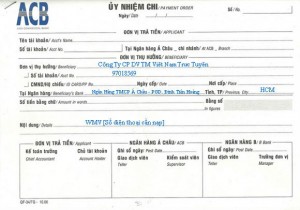 mẫu ủy nhiệm chi ngân hàng ACB