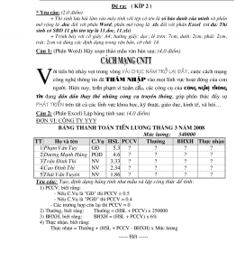 de thi excel co ban, de thi word co ban, de thi excel nang cao, de thi word nang cao