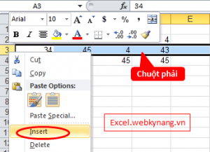 cách theme dòng trong excel 2003 2007 2010 cach them dong trong excel