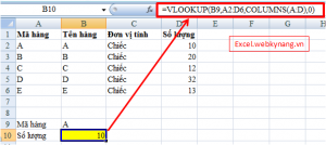 ham vlookup ket hop columns column