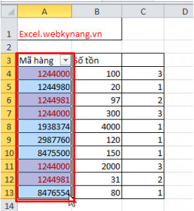 tìm kiếm và lọc dữ liệu trùng nhau trong excel