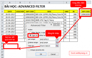 hoan tat viec trich loc du lieu advanced filter trong excel