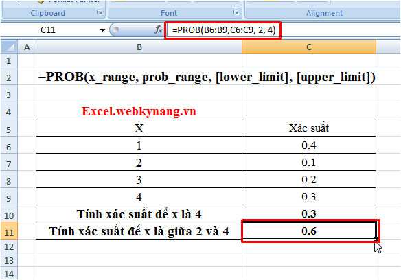 Cú pháp của hàm PROB trong Excel là gì và cách sử dụng nó?
